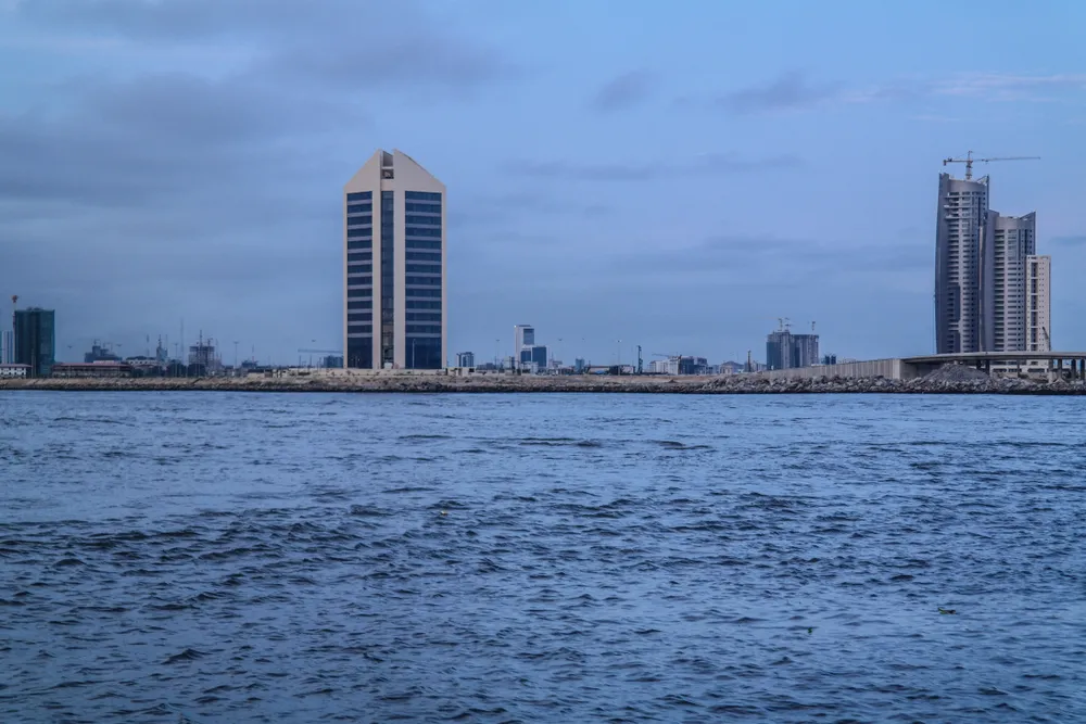 View of Eko Atlantic from across the ocean